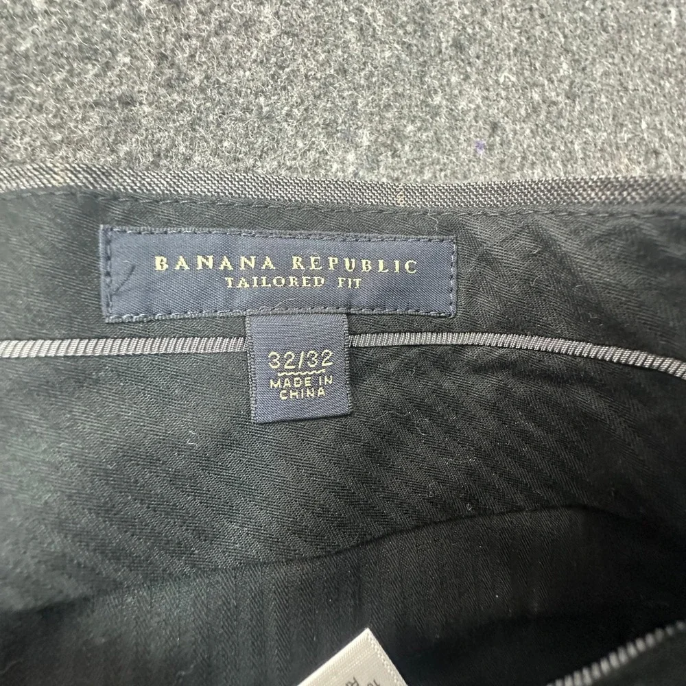 Banana Republic Dress Pants Men 32x32 Gray Plaid Tailored Fit Trousers 671718